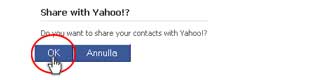 Clicca su OK per importare i tuoi contatti Facebook