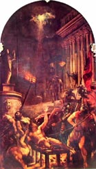 Martirio di san Lorenzo, olio su tela di Tiziano Vecellio, 1548-1549, Venezia, Chiesa dei Gesuiti.