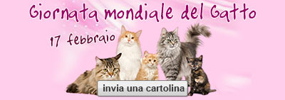 17 febbraio Giornata mondiale del Gatto - Condividi la passione con a-mici e parenti! - invia una cartolina