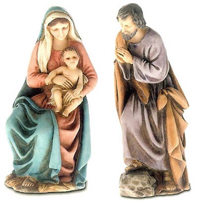 Statuine della Sacra Famiglia per il presepe - Gesu' Maria Giuseppe