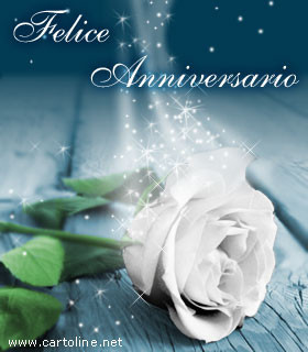 Felice Anniversario Con Rosa Bianca