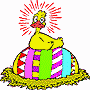 Papera stupita cova uovo di Pasqua