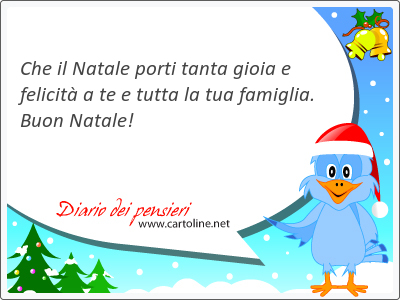 Che il Natale <strong>porti</strong> tanta gioia e felicit a te e tutta la tua famiglia. Buon Natale!