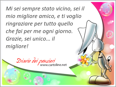 Mi sei sempre stato vicino, sei il mio migliore amico, e ti voglio ringraziare per tutto quello che fai per me ogni giorno. Grazie, sei unico... il migliore!