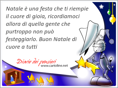 Natale  una festa che ti riempie il cuore di gioia, ricordiamoci <strong>allora</strong> di quella gente che purtroppo non pu festeggiarlo. Buon Natale di cuore a tutti