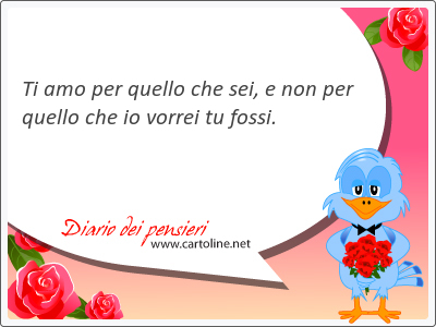 Ti amo per quello che sei, e non per quello che io vorrei tu fossi.