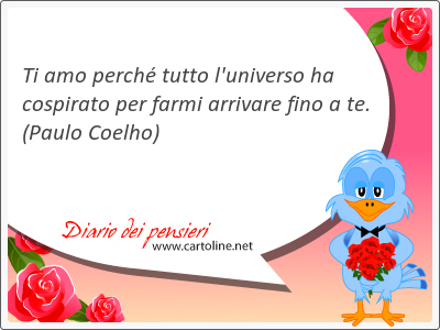 Ti amo perché tutto l'universo ha cospirato per farmi arrivare <strong>fino</strong> a te.
